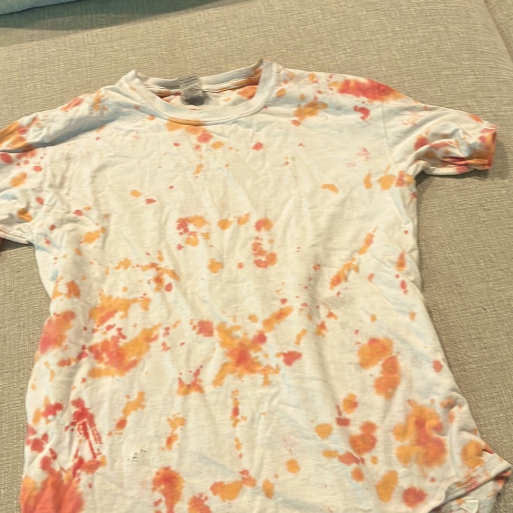 Orange, red and white T-shirt personally made tie dye